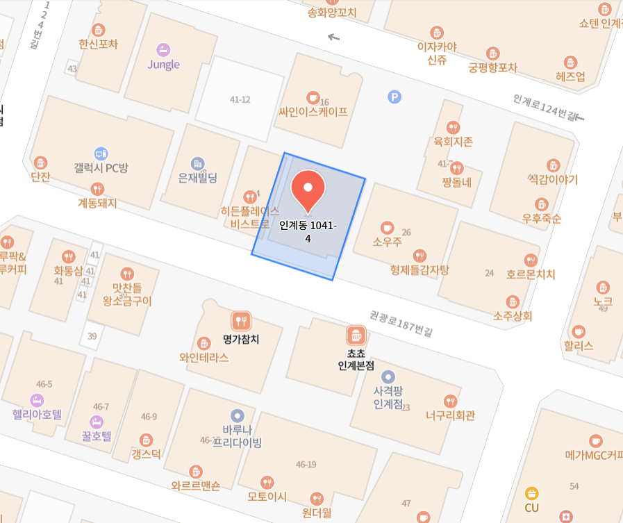 수원 인계동 AURA 오시는 길 지도